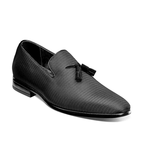 Stacy Adams Tazewell Plain Toe Tassel Tuxedo Shoes Slip On Black 25343-001