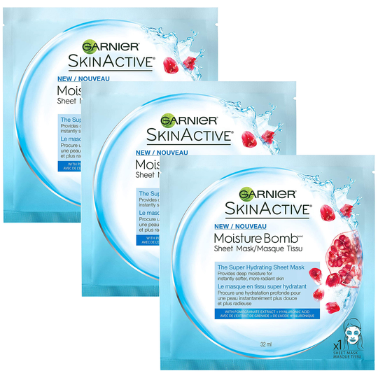 Pack of (3) New Garnier SkinActive Super Hydrating Sheet Mask, 0.08 Ounce