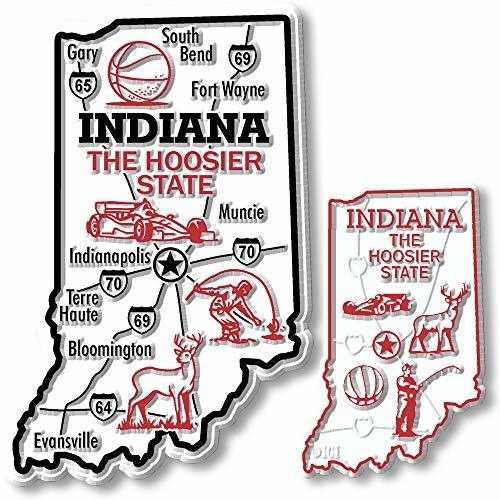 Indiana State Map Giant & Small Magnet Set by Classic Magnets, 2-Piece Set, Coll