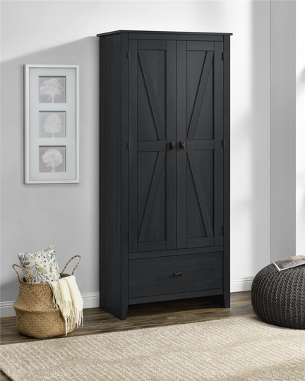 Farmington Black 30" Wide Storage Cabinet