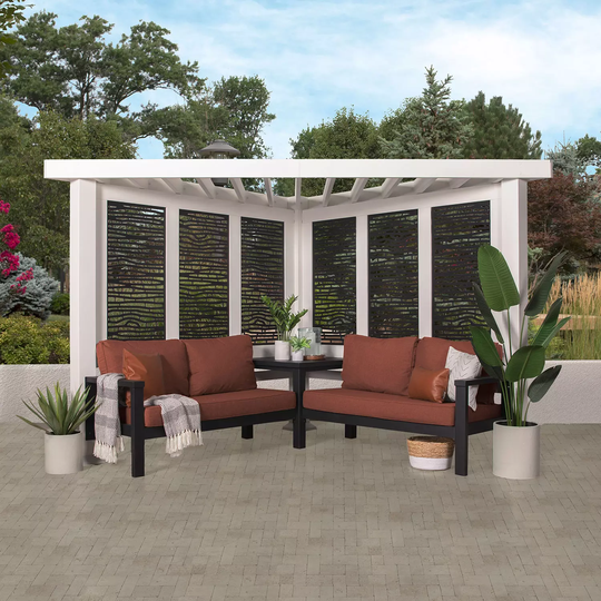 Backyard Discovery Ridgedale Modern Steel Cabana Pergola with Conversation Seating (Canvas Terracotta) DIY