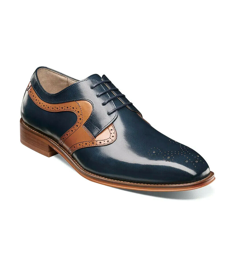 Stacy Adams Palmer Plain Toe Medallion Oxford Dress Shoes Navy Multi 25487-492