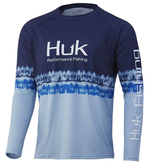Huk Salt Stripe Pursuit Long Sleeve Shirt - Deep Ocean Blue - X-Large