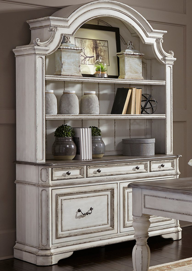 Magnolia Manor Antique White Cabinet with Hutch