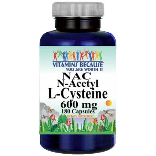 N-Acetyl Cysteine (NAC) 600mg Free Form 180caps by Vitamins Because