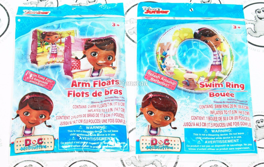 2 LOT - DOC MCSTUFFINS DISNEY JUNIOR SWIM RING & ARM FLOATS FOR POOL NEW