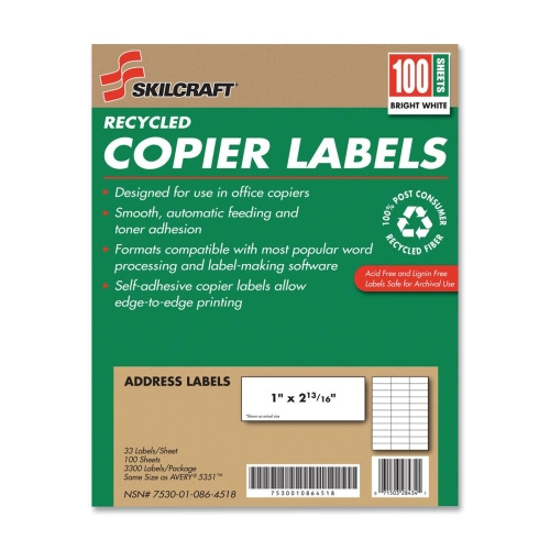 SKILCRAFT Recycled Copier Label