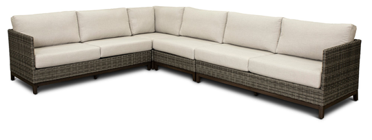 Nevis Gray Woven 4 Piece Patio Sectional with Sunbrella Fabric