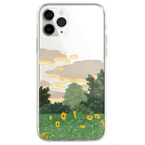 Fashion Oil painting sunflower Clear Case For iphone 11 12 13 Pro Max XR 6s 7 8