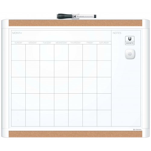 U Brands Magnetic PINIT Dry Erase Calendar Board, 20 x 16 Inches