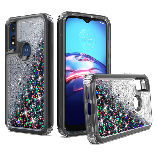 Unc Pro 3 In 1 Quicksand Glitter Cell Phone Case For Motorola Moto E 2020,
