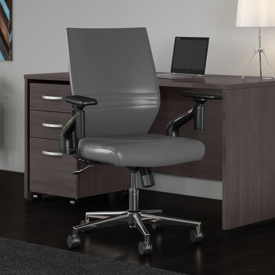Laguna Dark Gray Leather Mid Back Task Chair