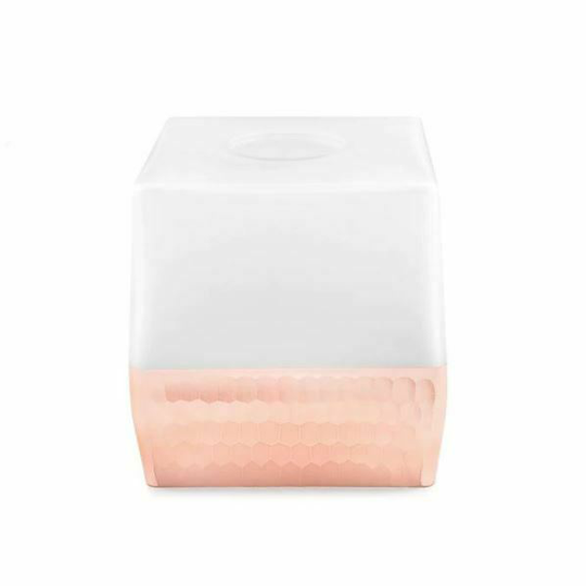 Laurel Frosted Glass Tissue Holder in Rose Gold