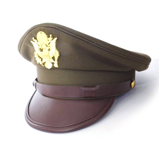 7 3/8 WWII WW2 US Officer Cap Visor Hat with Eagle Insignia Air Corps