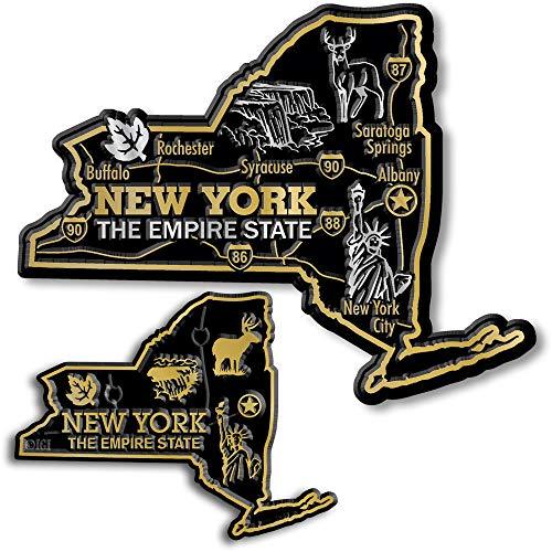 New York State Map Giant & Small Magnet Set by Classic Magnets, 2-Piece Set, Col