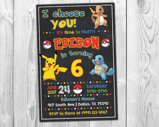Pokemon Birthday Party Invitation / Pokémon invitation