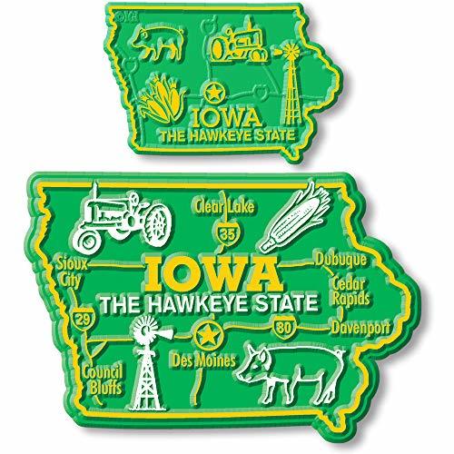 Iowa State Map Giant & Small Magnet Set by Classic Magnets, 2-Piece Set, Collect