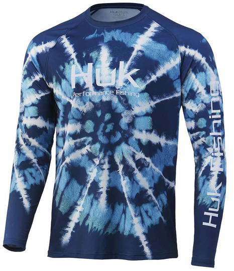 Huk Spiral Dye Pursuit Long Sleeve Shirt - Deep Ocean Blue - X-Large