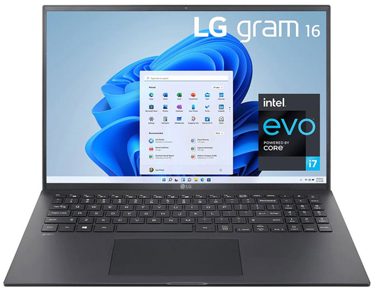 LG Gram 16" Black Ultra-Slim Laptop Intel Evo i7-1165G7 16GB RAM 1TB SSD, Intel Iris Xe Graphics