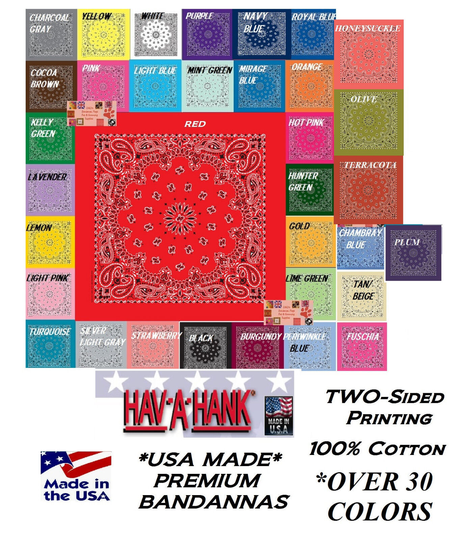 3-USA MADE HAV-A-HANK 2-Sided PAISLEY BANDANA Face Mask Neck SCARF Head Wrap