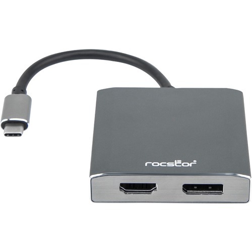 Rocstor Premium USB-C to DisplayPort & HDMI Dual Port Adapter - DisplayPort 4K @60Hz, HDMI 4K@30Hz - USB Type- C to 1x DisplayPort & 1x HDMI - 2-Port