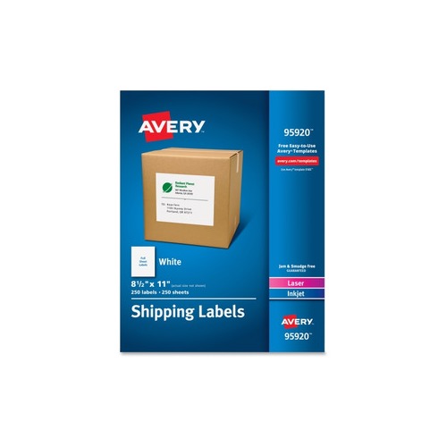 Avery Shipping Address Labels, 250 Labels, Full Sheet Labels, Permanent (95920)