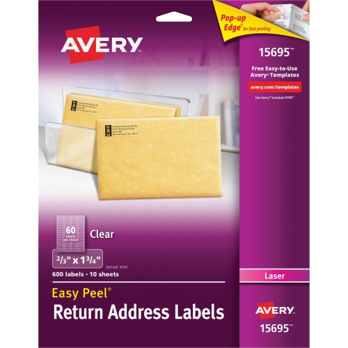 Avery® Return Address Labels, 2/3" x 1-3/4" , 600 Clear Labels (15695)