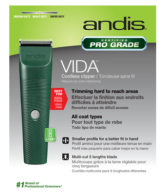 Andis Vida CORDLESS CLIPPER SET-ADJUSTABLE BLADE,6 GUIDE COMB, WORLDWIDE VOLTAGE