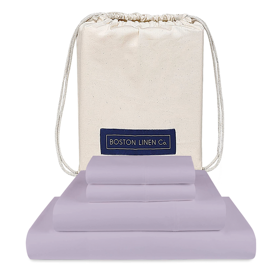 Boston Linen Co. 100% Cotton - 4 Piece - 400 TC Sheet Set - Lavender- King Size