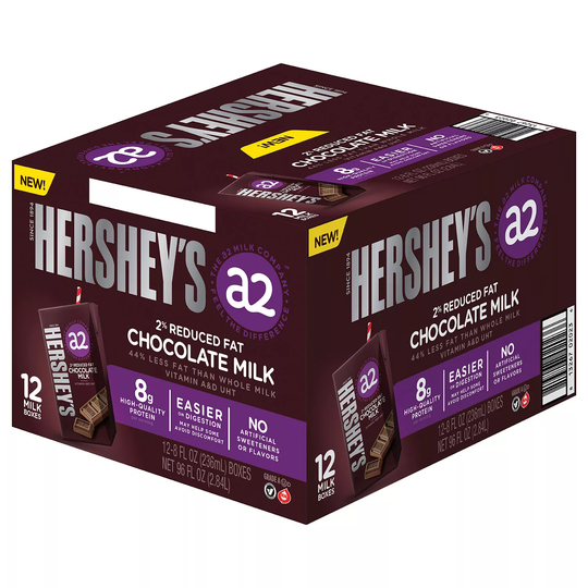 Hersheys a2 Milk Aseptic 2% Reduced Fat Chocolate Milk (8 fl. oz, 12 pk.)