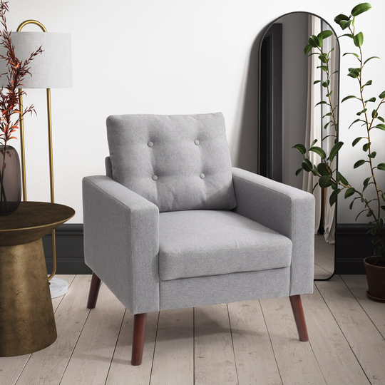 Elwood Tufted Accent Chair in Gray
