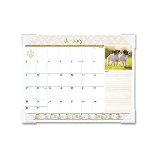Puppies Monthly Desk Pad Calendar