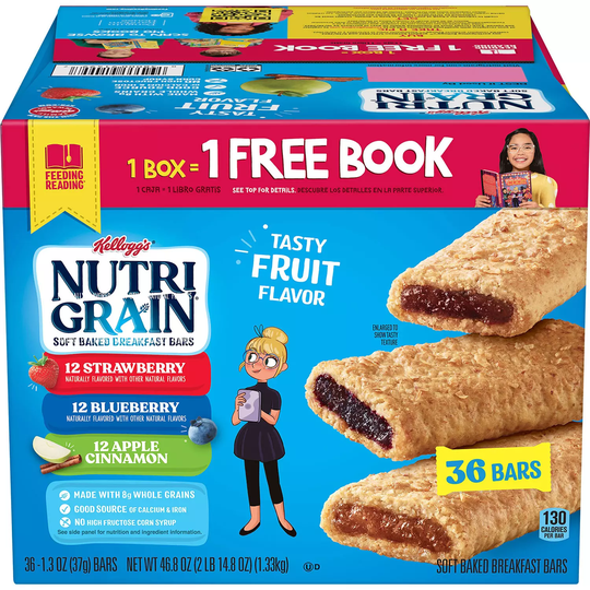 Kellogg's Nutri-Grain Bars Variety Pack (1.3 oz. bar, 36 ct.)
