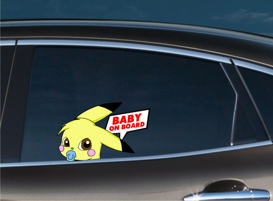 Pikachu Baby On Board Peeking Car Bumper Window Vinyl Decal Anime Stickers
