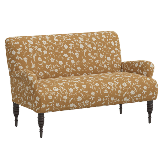 Sammie Ochre Floral Rounded Arm Settee
