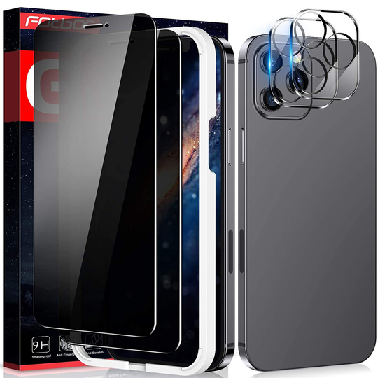 [2+2 Pack] For Iphone 12 Pro Max Privacy Screen Protector [2 Pack] And Camera Le