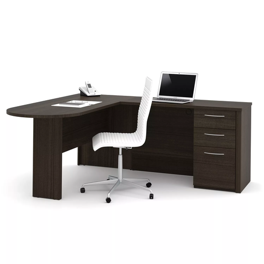 Bestar Embassy OfficePro 60000 L-Shaped Desk, Dark Chocolate