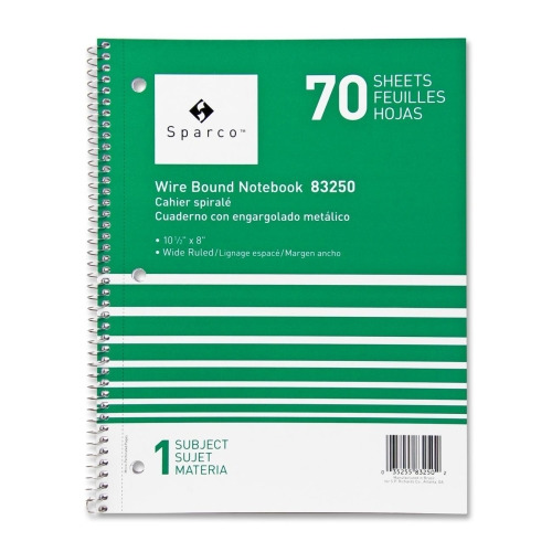 Sparco Quality Wirebound Wide Ruled Notebooks