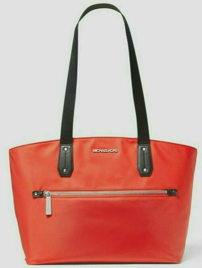 Neuf Michael Kors Polly M Fermeture Éclair Nylon Sac Mandarine