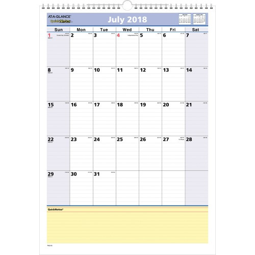 At-A-Glance QuickNotes Academic Monthly Wall Calendar