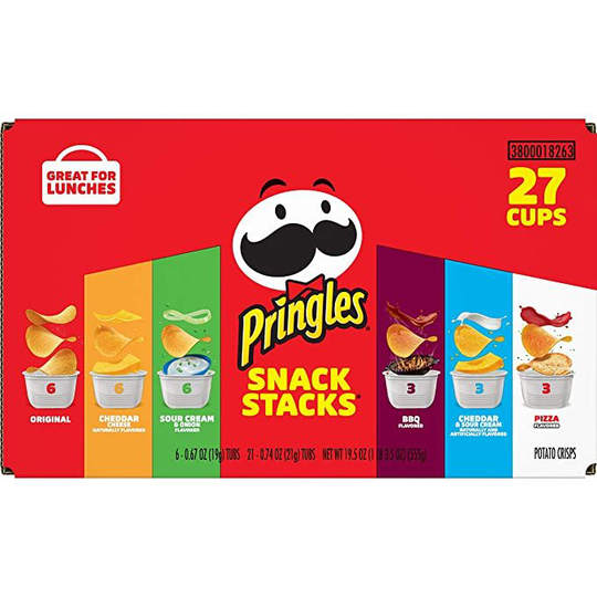 Pringles Potato Crisps Chips, Lunch Snacks, Office and Kids Snacks, Snack Stacks