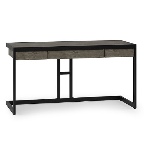 Simpli Home - Erina SOLID ACACIA WOOD Modern Industrial 60 inch Wide Writing Office Desk in - Farmhouse Grey