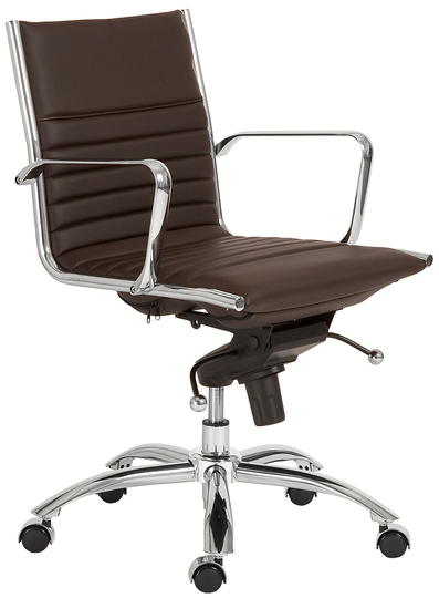 Euro Style Dirk Brown/Chrome Low Back Office Chair