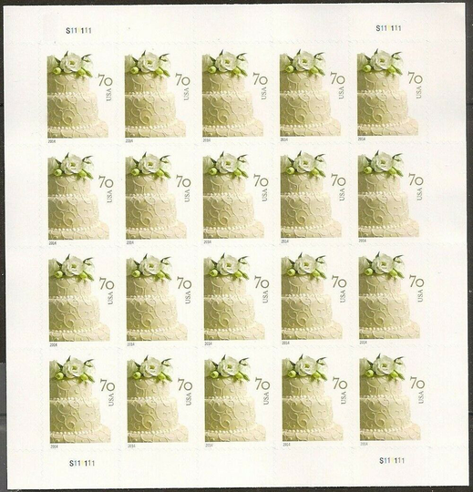 Wedding Cake Sheet of 20 U.S. Postage 70 cent Stamps Scott 4867