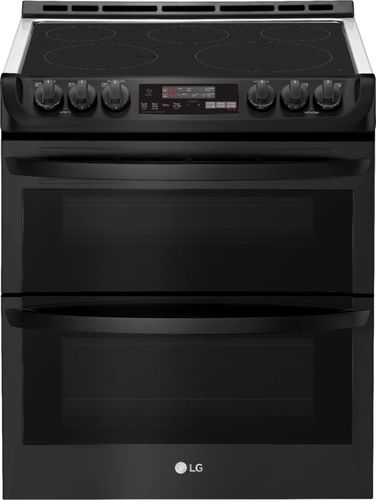LG - 7.3 Cu. Ft. Slide-In Double Oven Electric True Convection Range with EasyClean and WideView Window - Black