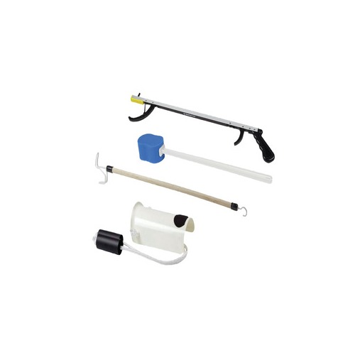 Hip Kit #8; 26" reacher, contoured sponge, sock and stocking aid, dressing stick