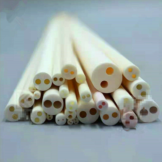 99% Alumina Corundum Ceramic Tube Insulation Resistance High Temperature 2 Holes