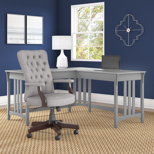 Salinas Cape Cod Gray L Shaped Desk and Chair