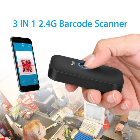 Mini Portable 1D/2D QR Barcode Scanner 2.4G Wireless Bluetooth Bar Code Reader