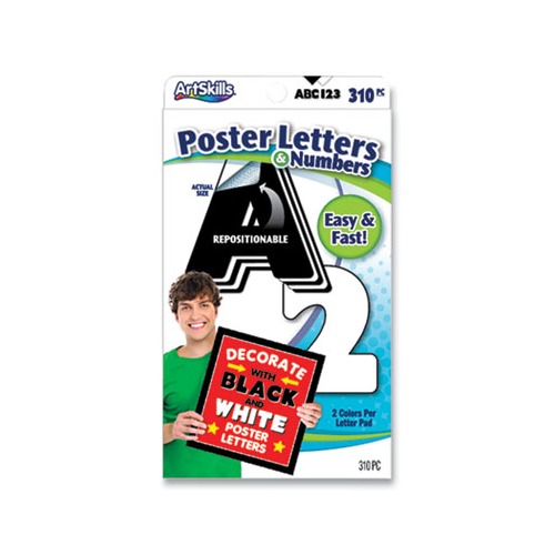 Black and White Poster Letters and Numbers